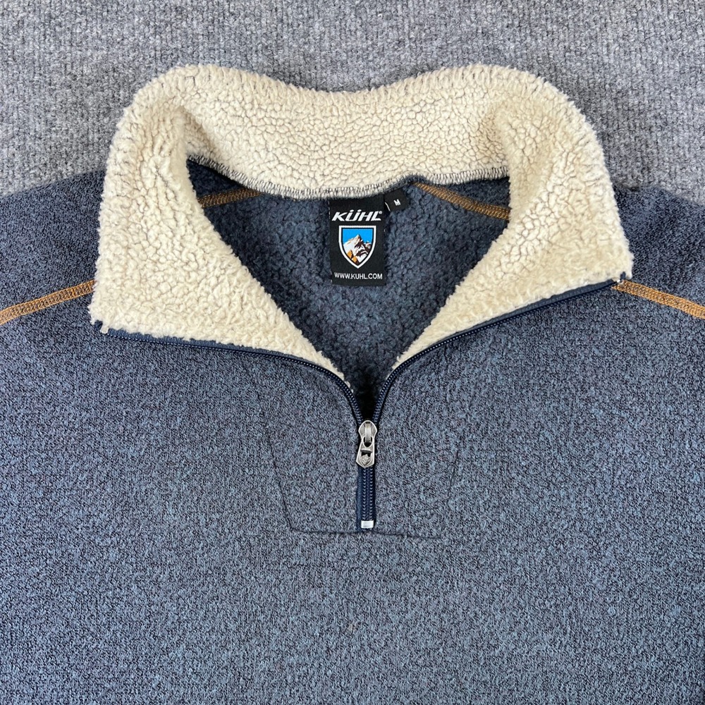 Kuhl Europa 1/4 Zip Sweater Mens M Blue Alpaca Fleece Hiking Outdoors - Picture 7 of 11
